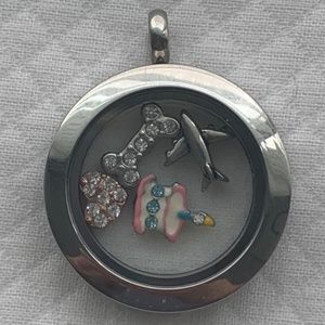 Silver Hinged Locket with 4 Charms